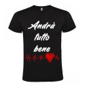 T-SHIRT ANDRÀ TUTTO BENE ELETTROCARDIOGRAMMA NERO