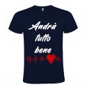 T-SHIRT ANDRÀ TUTTO BENE ELETTROCARDIOGRAMMA BLU SCURO