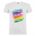 T-SHIRT COLORI ACQUARELLO ANDRÀ TUTTO BENE BIANCO