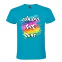 T-SHIRT COLORI ACQUARELLO ANDRÀ TUTTO BENE TURCHESE
