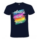 T-SHIRT COLORI ACQUARELLO ANDRÀ TUTTO BENE BLU SCURO