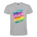 T-SHIRT COLORI ACQUARELLO ANDRÀ TUTTO BENE GRIGIO