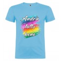 T-SHIRT COLORI ACQUARELLO ANDRÀ TUTTO BENE AZZURRO