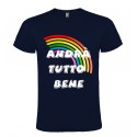T-SHIRT RAINBOW MAN ANDRÀ TUTTO BENE BLU SCURO