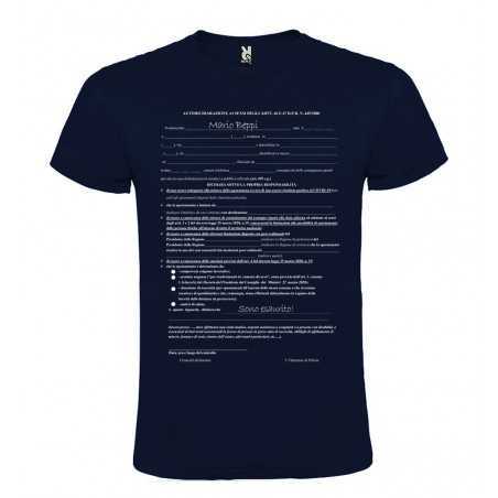 T-SHIRT AUTODICHIARAZIONE AUTOCERTIFICAZIONE MODULO BLU ROYAL