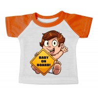 Mini t-shirt bimbo a bordo con maniche arancione