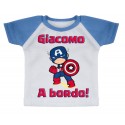 Mini t-shirt bimbo a bordo con maniche azzurro