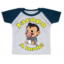 Mini t-shirt bimbo a bordo con maniche blu