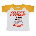 Mini t-shirt bimbo a bordo con maniche gialle