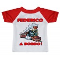 Mini t-shirt bimbo a bordo con maniche rosse