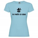 T-SHIRT PERSONALIZZATA CON TESTO IO RESTO A CASA ADRÀ TUTTO BENE AZZURRO