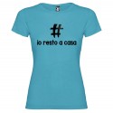 T-SHIRT PERSONALIZZATA CON TESTO IO RESTO A CASA ADRÀ TUTTO BENE TURCHESE