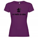 T-SHIRT PERSONALIZZATA CON TESTO IO RESTO A CASA ADRÀ TUTTO BENE VIOLA