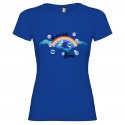 T-SHIRT PERSONALIZZATA ANDRÀ TUTTO BENE ARCOBALENO NUOVOLE BOLLE BLU ROYAL