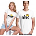 T-SHIRT PERSONALIZZATA DI COPPIA QUEEN E KING COLORE BIANCO