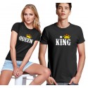 T-SHIRT PERSONALIZZATA DI COPPIA QUEEN E KING COLORE NERO