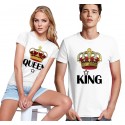 T-SHIRT DI COPPIA QUEEN E KING CORONA BIANCO