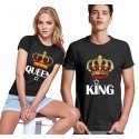 T-SHIRT DI COPPIA QUEEN E KING CORONA NERO