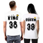 T-shirt di Coppia Stampa su Retro Queen e King e Numero