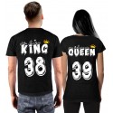 T-SHIRT DI COPPIA STAMPA SU RETRO QUEEN E KING E NUMERO COLORE NERO
