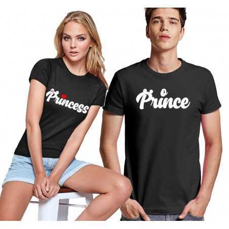 T-shirt di Coppia Stampa Princess e Prince Uomo Donna