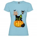 T-SHIRT PERSONALIZZATA DONNA HALLOWEEN AZZURRO