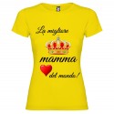 T-SHIRT PERSONALIZZATA MIGLIOR DONNA MAMMA DEL MONDO GIALLO