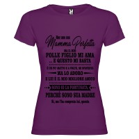 T-shirt personalizzata con scritta non sono una mamma perfetta ma il mio folle figlio mi ama e questo mi basta... colore viola
