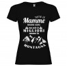 T-shirt personalizzata con scritta tutte le mamme nascono uguali ma solo le migliori amano la montagna colore nero