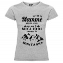 T-shirt personalizzata con scritta tutte le mamme nascono uguali ma solo le migliori amano la montagna colore grigio