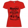 T-shirt personalizzata con scritta tutte le mamme nascono uguali ma solo le migliori amano la montagna colore rosso