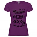 T-shirt personalizzata con scritta tutte le mamme nascono uguali ma solo le migliori amano la montagna colore viola