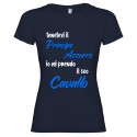 T-shirt personalizzata con scritta tenetevi il principe azzurro io mi prendo il suo cavallo colore blu navy