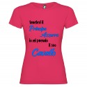 T-shirt personalizzata con scritta tenetevi il principe azzurro io mi prendo il suo cavallo colore rosa fucsia