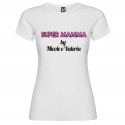 T-shirt personalizzata con scritta super mamma by colore bianco