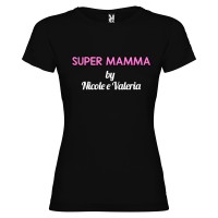 T-shirt personalizzata con scritta super mamma by colore nero