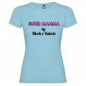 T-shirt personalizzata con scritta super mamma by colore azzurro