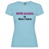 T-shirt personalizzata con scritta super mamma by colore azzurro