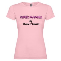 T-shirt personalizzata con scritta super mamma by colore rosa