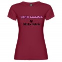 T-shirt personalizzata con scritta super mamma by colore bordeaux