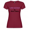 T-shirt personalizzata con scritta super mamma by colore bordeaux