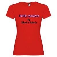 T-shirt personalizzata con scritta super mamma by colore rosso