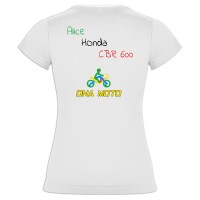 T-Shirt personalizzata donna bianco DNA MOTO MISS BIKER RETRO