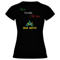 T-Shirt personalizzata donna nero DNA MOTO MISS BIKER retro