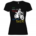 T-Shirt personalizzata donna nero DNA MOTO MISS BIKER fronte