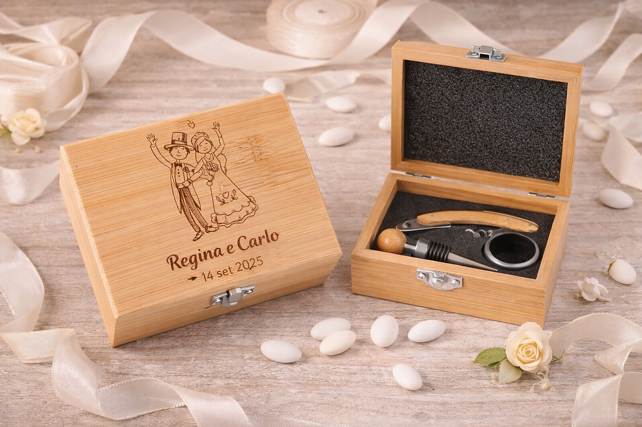 Bomboniera set sommelier inciso